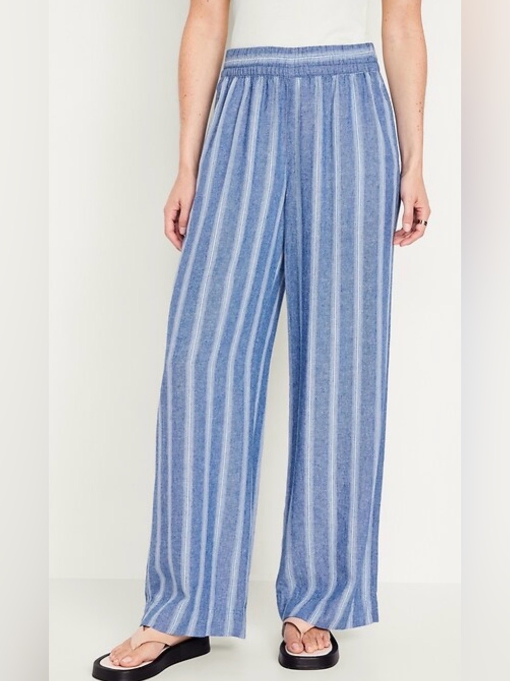 Old Navy Blue and White Vertical Stripe Wide-Leg Pants